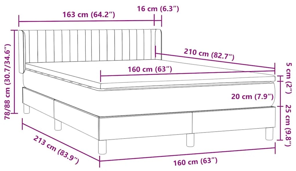 ΚΡΕΒΑΤΙ BOXSPRING ΜΕ ΣΤΡΩΜΑ ΣΚΟΥΡΟ ΓΚΡΙ 160X210 ΕΚ. ΒΕΛΟΥΔΙΝΟ 3318286