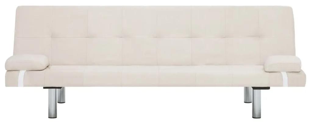 Καναπές - Κρεβάτι με Δύο Μαξιλάρια Κρεμ από Πολυεστέρα - Κρεμ