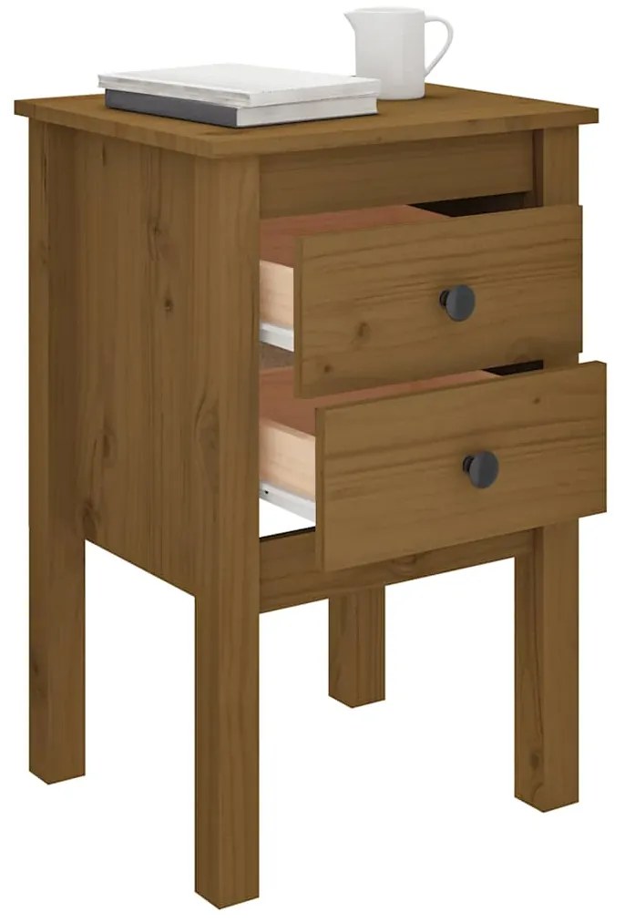 vidaXL Κομοδίνο Καφέ Μελί 40x35x61,5 εκ. από Μασίφ Ξύλο Πεύκου