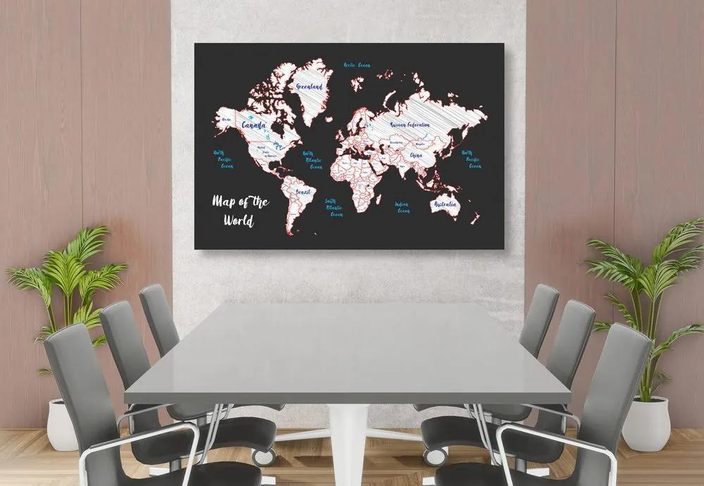 Εικόνα στο φελλό ενός μοναδικού παγκόσμιου χάρτη - 120x80  transparent