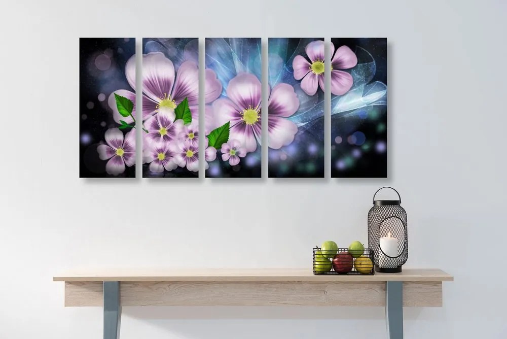 λουλούδια φαντασίας εικόνας 5 μερών - 100x50