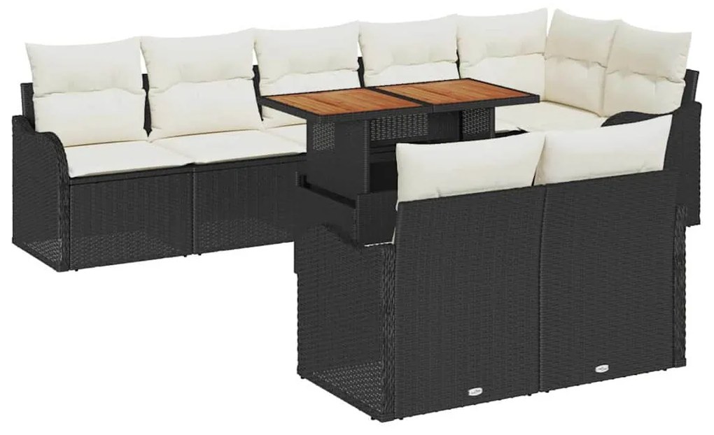 vidaXL Σετ Καναπέ Κήπου με αποθήκευση 9 pcs Μαύρο Πολυ ράταν
