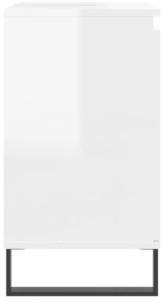 Ντουλάπι Μπάνιου Γυαλ. Λευκό 58 x 33 x 60 εκ. από Επεξεργ. Ξύλο - Λευκό
