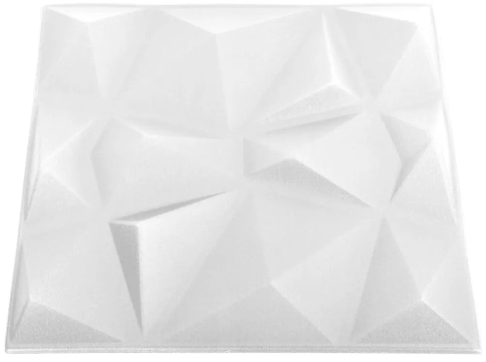vidaXL Πάνελ Τοίχου 3D 24 τεμ. Λευκό Διαμαντιού 50 x 50 εκ. 6 μ²