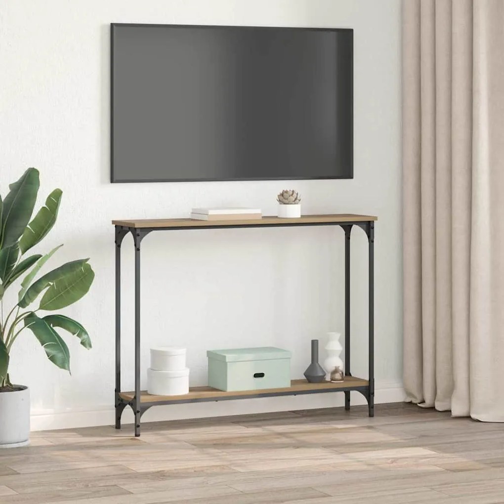 vidaXL Τραπέζι κονσόλας με ράφι Artisan Oak 101 x 23 x 15,5 εκ.