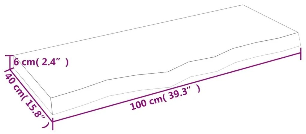 Πάγκος Μπάνιου Αν. Καφέ 100x40x(2-6) εκ. Επεξεργ. Μασίφ Ξύλο - Καφέ