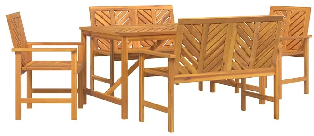 vidaXL Σέτ φαγητού για κήπο 5 pcs Καφέ Στερεό Ξύλο Ακακίας