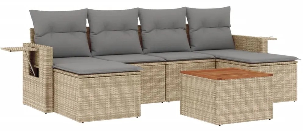 vidaXL Σαλόνι Κήπου Σετ 7 τεμ. Μπεζ Συνθετικό Ρατάν με Μαξιλάρια