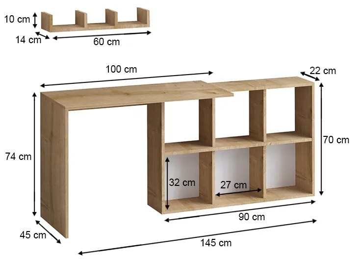 Γραφείο εργασίας Blake Megapap χρώμα φυσικό οξιάς 145x45x74εκ. - GP052-0121,1