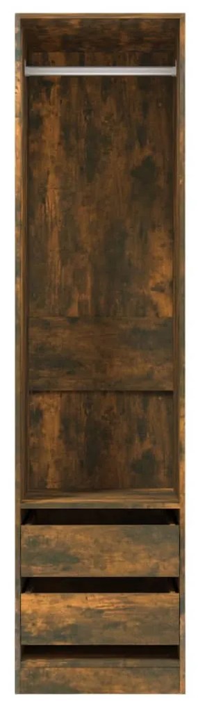 vidaXL Ντουλάπα με Συρτάρια Καπνιστή Δρυς 50x50x200 εκ. Επεξεργ. Ξύλο