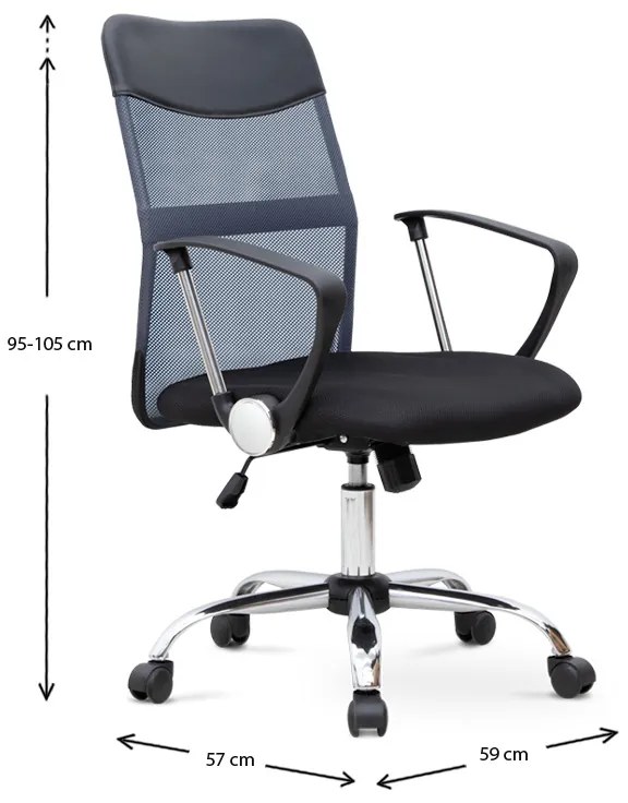 Καρέκλα γραφείου Franco Megapap με ύφασμα Mesh χρώμα γκρι - μαύρο 59x57x95/105εκ.