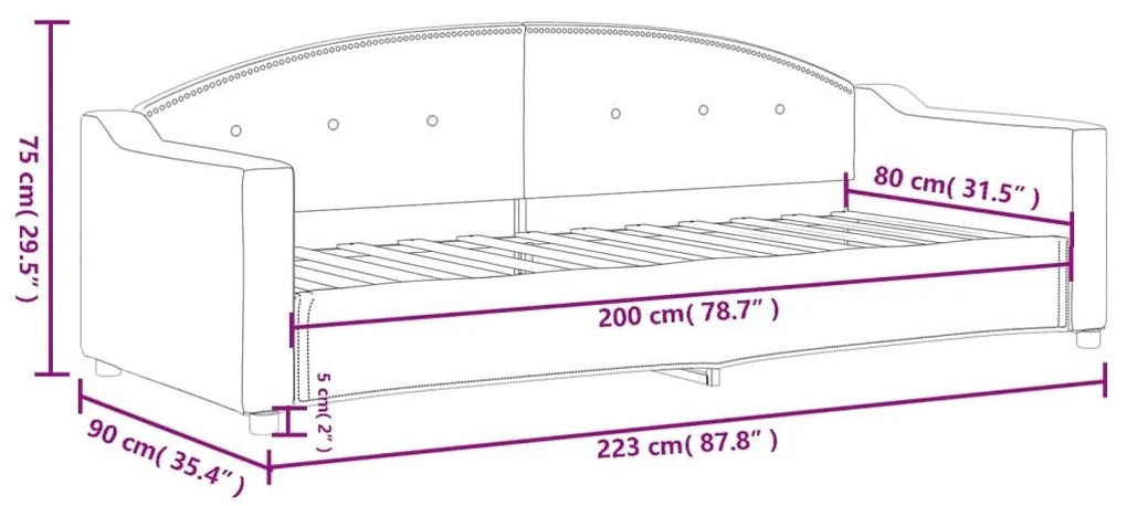 Καναπές Κρεβάτι Κρεμ 80 x 200 εκ. Υφασμάτινος - Κρεμ