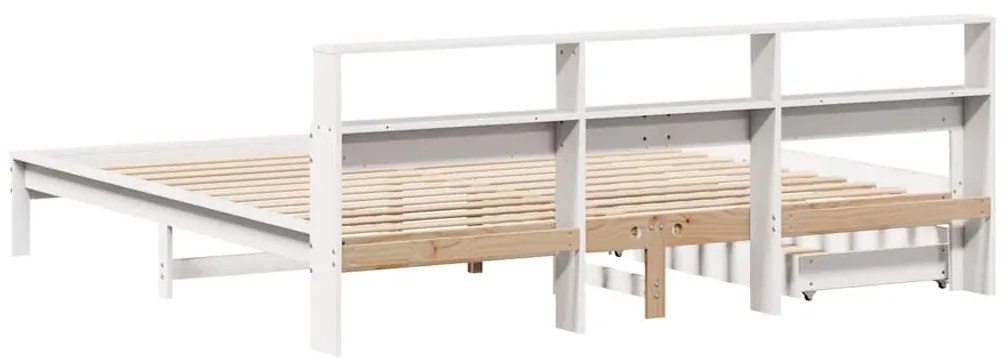 vidaXL Κρεβάτι Βιβλιοθήκη Χωρίς Στρώμα 200x200 εκ Μασίφ Ξύλο Πεύκου