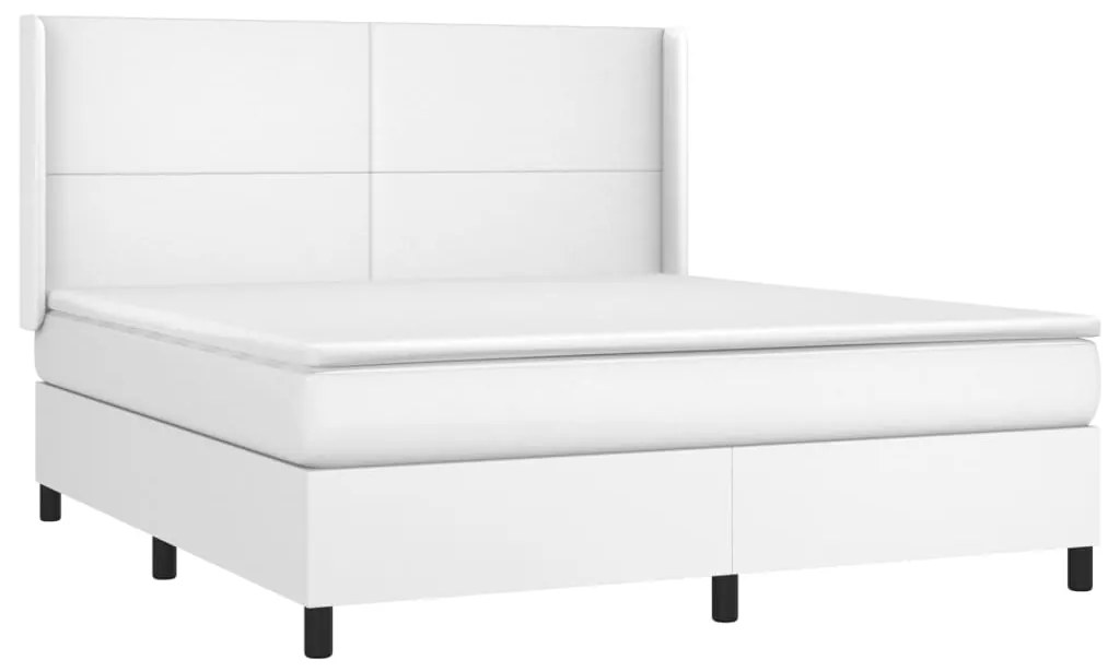 vidaXL Κρεβάτι Boxspring με Στρώμα &amp; LED Λευκό 160x200 εκ. Συνθ. Δέρμα