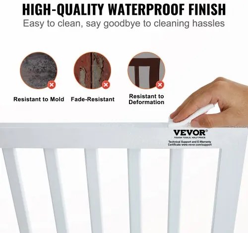 VEVOR Free Standing Dog Gate 24x60 inch Freestanding Pet Gate Foldable White