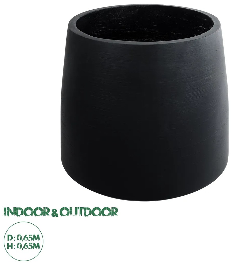 20703 GloboStar® Artificial Garden TIJUANA 20703 Διακοσμητικό Πολυεστερικό Τσιμεντένιο Κασπώ Γλάστρα - Flower Pot Μαύρο Φ65 x Υ65cm