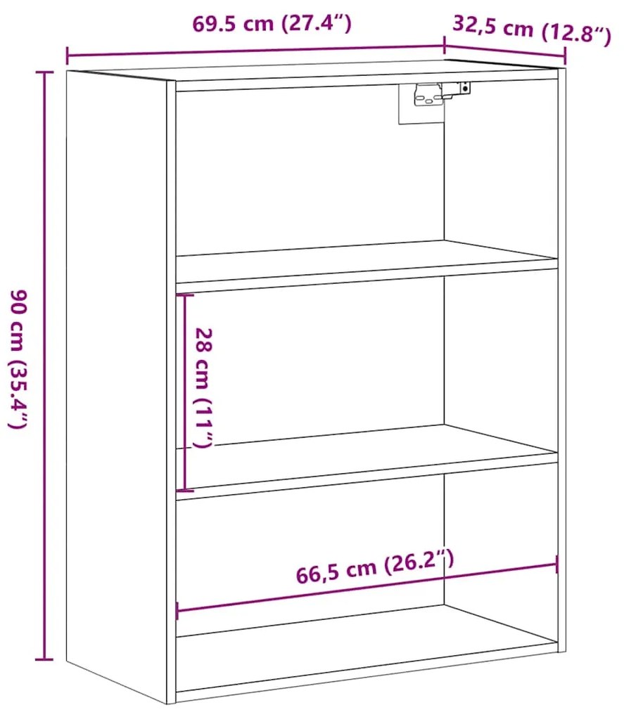 ΝΤΟΥΛΑΠΙ ΤΟΙΧΟΥ ΚΡΕΜΑΣΤΟ ΠΑΛΙΟ ΞΥΛΟ 69,5 X 32,5 X 90 ΕΚ. 857045