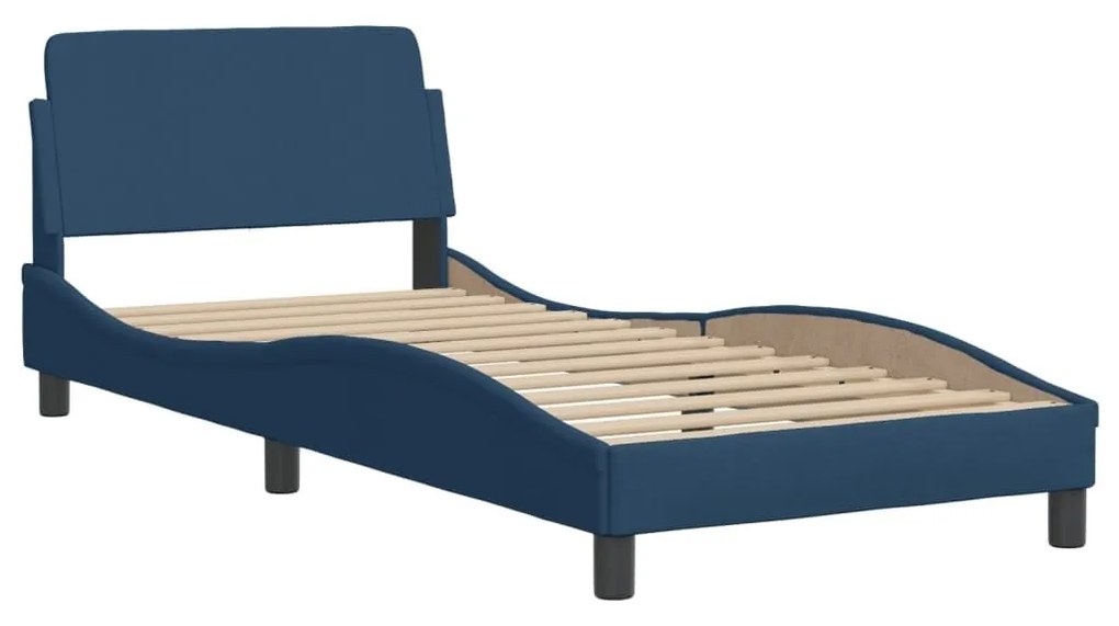 Κρεβάτι με Στρώμα Μπλε 90x200 εκ.Υφασμάτινο - Μπλε