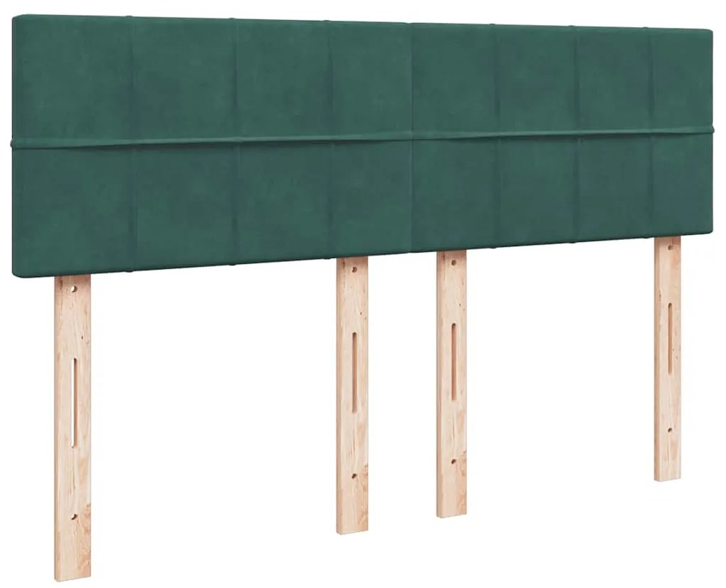 vidaXL Κρεβάτι Boxspring με Στρώμα Σκούρο Πράσινο 140x200εκ. Βελούδινο