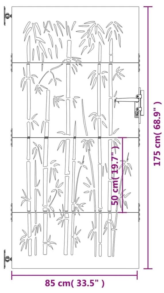 Πύλη Κήπου με Σχέδιο Μπαμπού 85 x 175 εκ. από Ατσάλι Corten - Καφέ