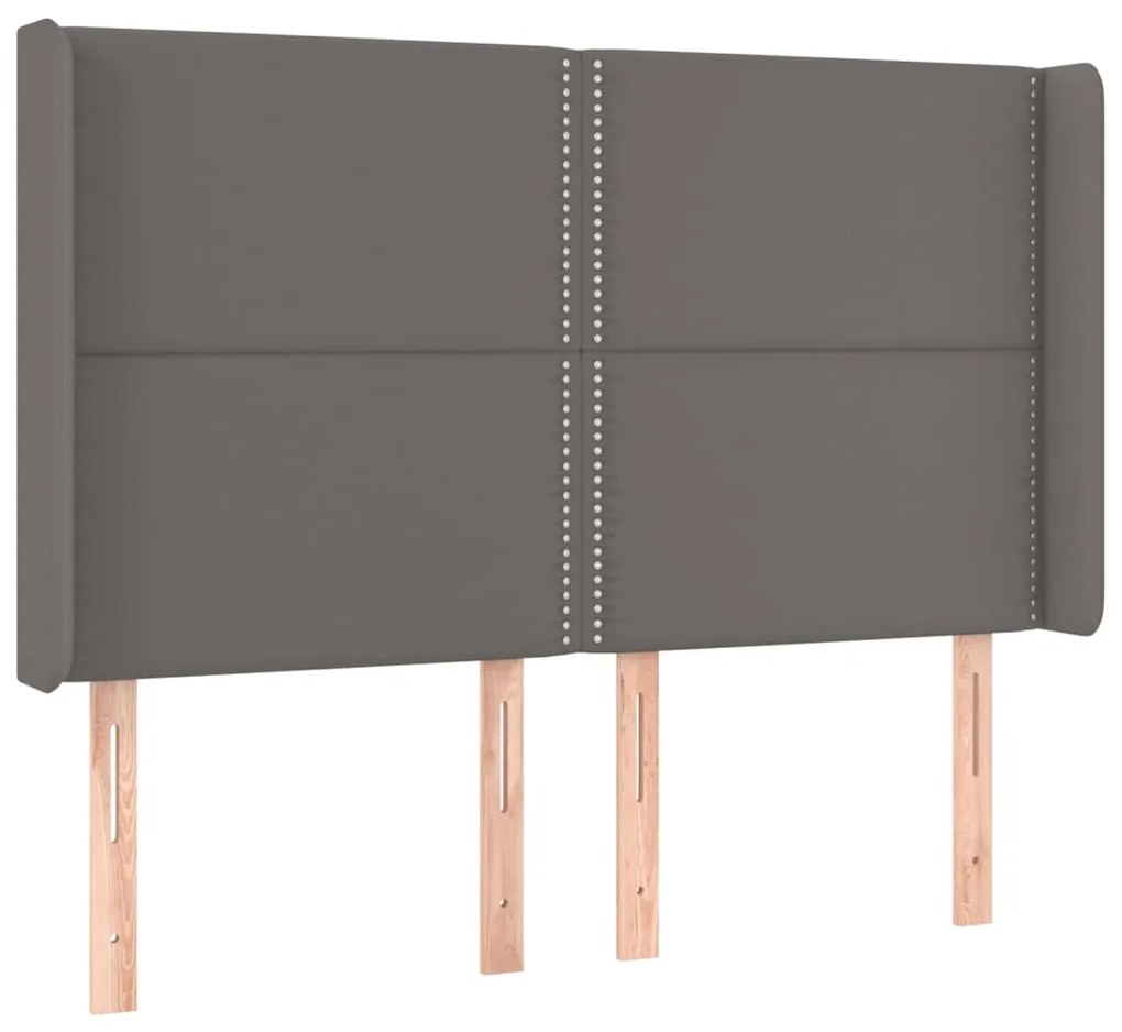 vidaXL Κρεβάτι Boxspring με Στρώμα &amp; LED Γκρι 140x200 εκ. Συνθ. Δέρμα