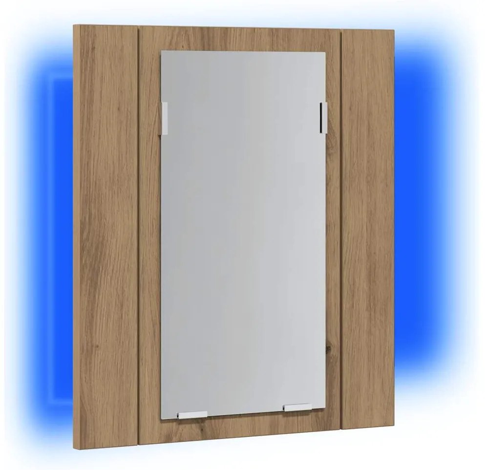 vidaXL Έπιπλο Καθρέφτη Μπάνιου LED Αρτισιανή Δρυς 40x12x45εκ Επεξ.Ξύλο