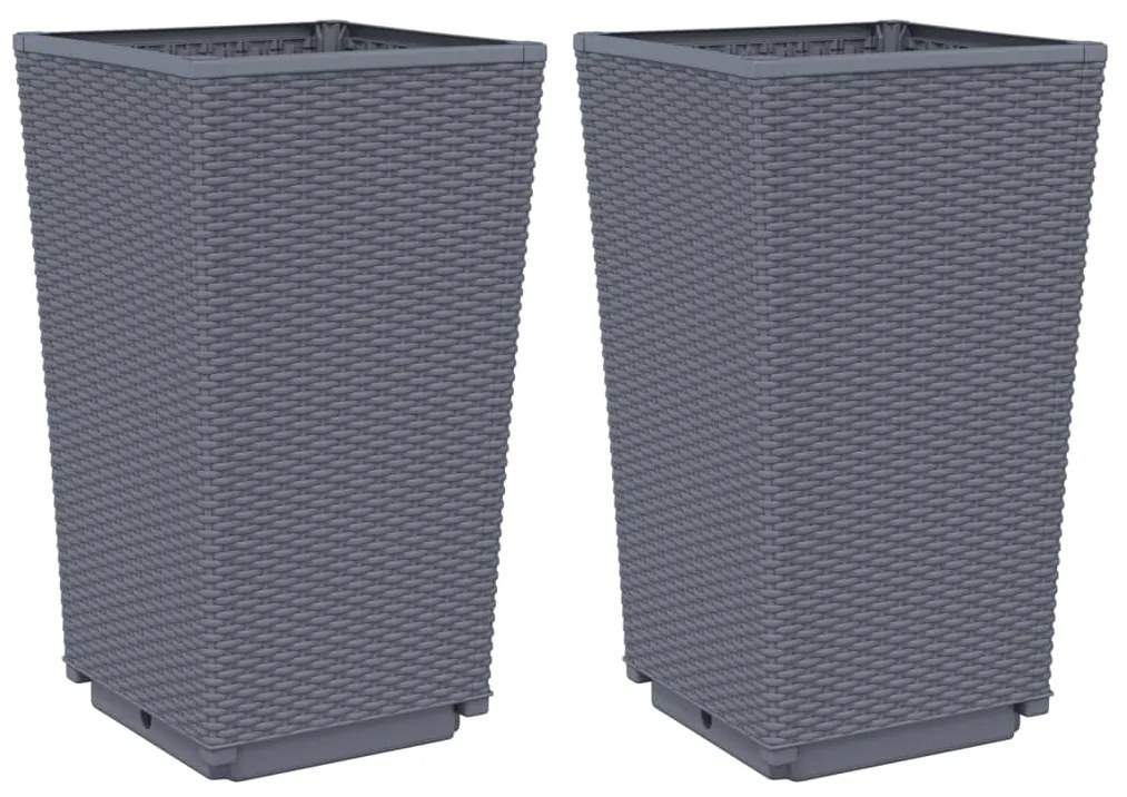 vidaXL Ζαρντινιέρες Κήπου 2 τεμ. Μπλε Γκρι 32,5x32,5x57 εκ. Πολυπροπυλένιο