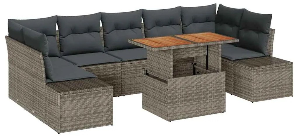 vidaXL Σέτ φαγητού για κήπο 8 pcs Γκρι, Καφέ 100 x 55 x 73 εκ