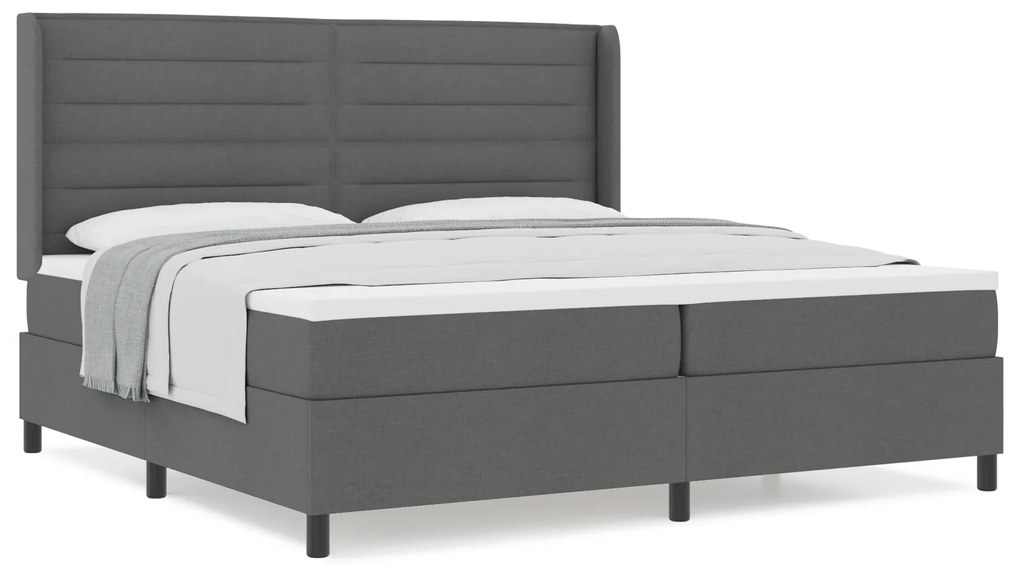 vidaXL Κρεβάτι Box Spring με Στρώμα Σκούρο Γκρι 200x200 εκ. Υφασμάτινο