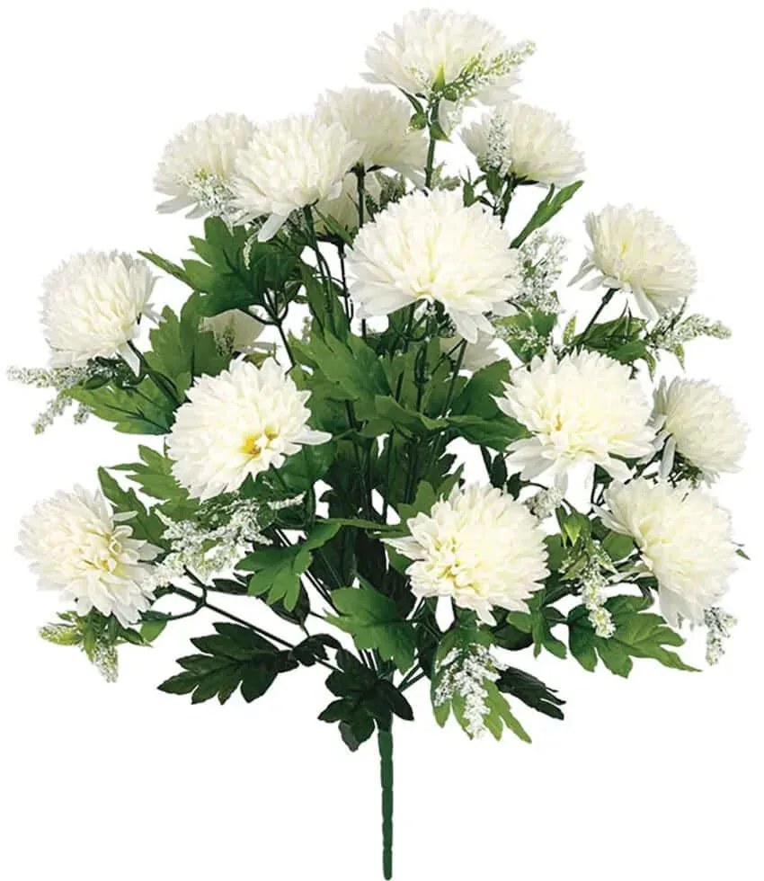 Τεχνητό Μπουκέτο Χρυσάνθεμο 00-16229-2 Φ36x50cm White Marhome Πλαστικό, Ύφασμα