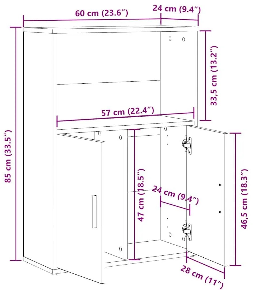 Βιβλιοθήκη Μαύρη Δρυς 60x24x85 εκ. Κατασκευασμένο ξύλο - Μαύρο