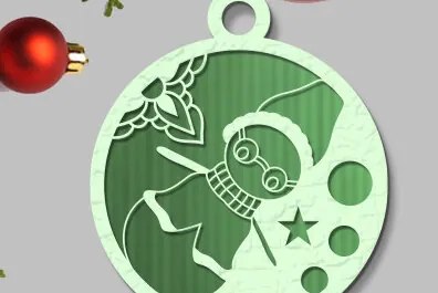 Intra απο ξύλο plywood 3mm-4mm πάχος Χριστουγεννιάτικη μπάλα 3D Design Δίασταση 15x15 cm INTRAFABR-73432237