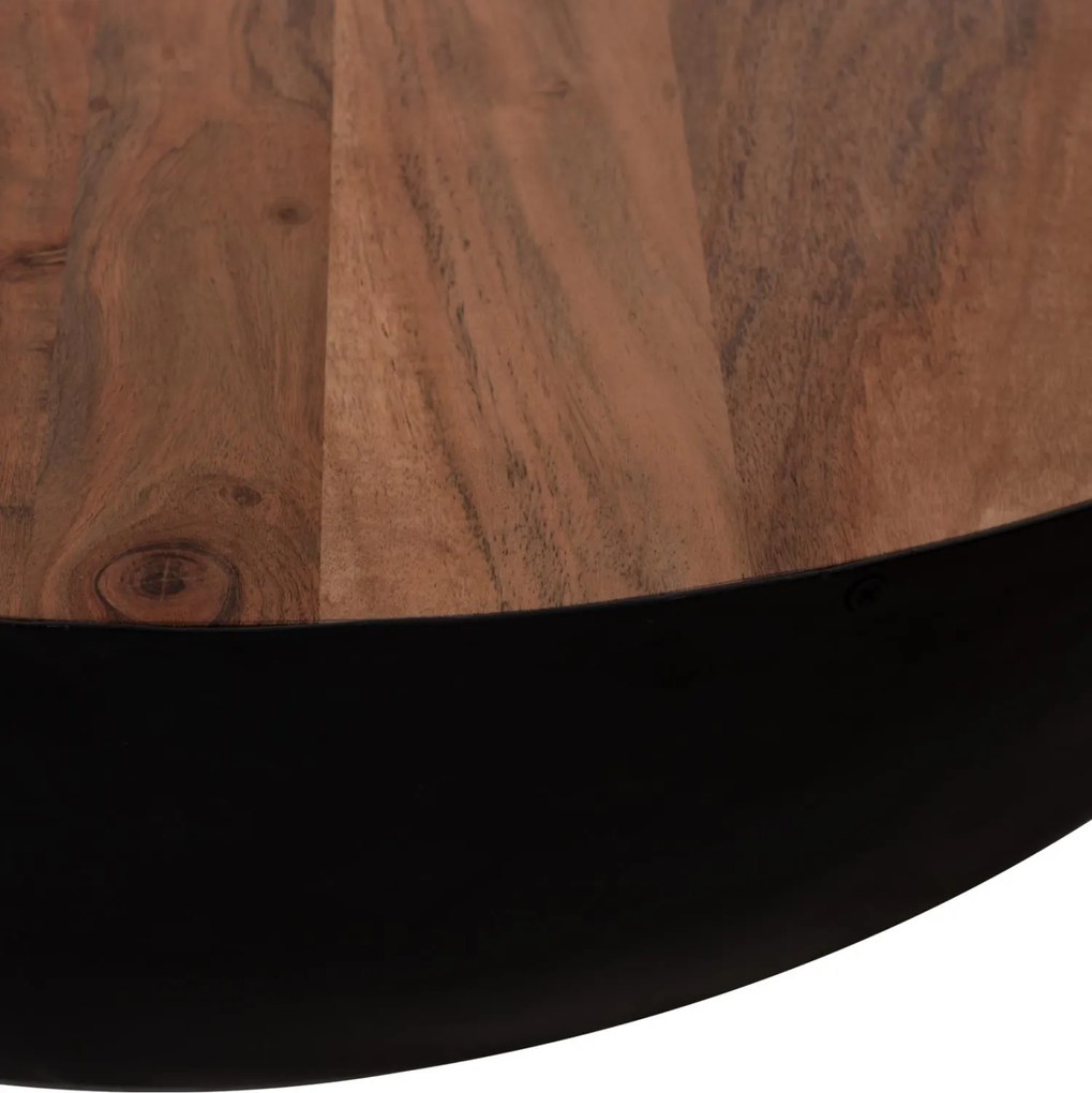 Τραπεζάκι σαλονιού BOWL C8717.01 Στρόγγυλο Μαύρο με Ξύλο Ακακίας Φ90X40Yεκ. 90x90x40 εκ.