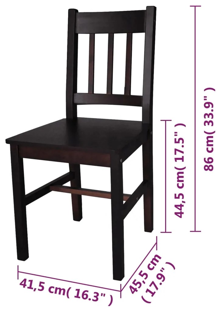 vidaXL Καρέκλες Τραπεζαρίας 2 τεμ. Σκούρο Καφέ από Ξύλο Πεύκου