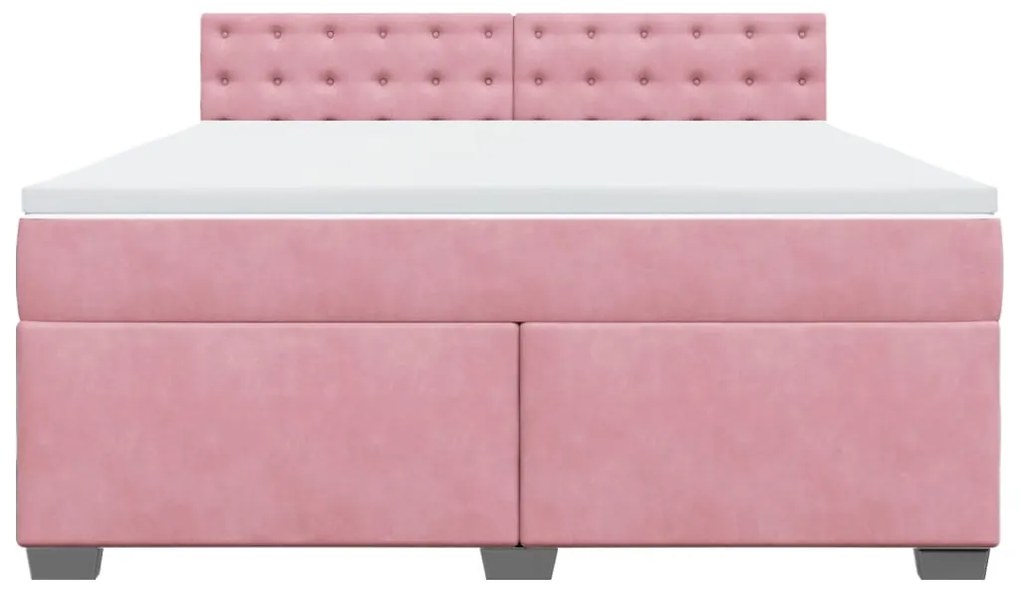 vidaXL Κρεβάτι Boxspring με Στρώμα Ροζ 180x200 εκ. Βελούδινο