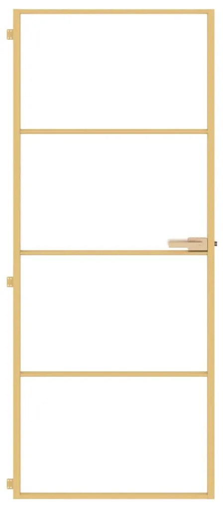 vidaXL Εσωτερική Πόρτα Χρυσή 83 x 201,5 εκ. Ψημένο Γυαλί & Αλουμίνιο