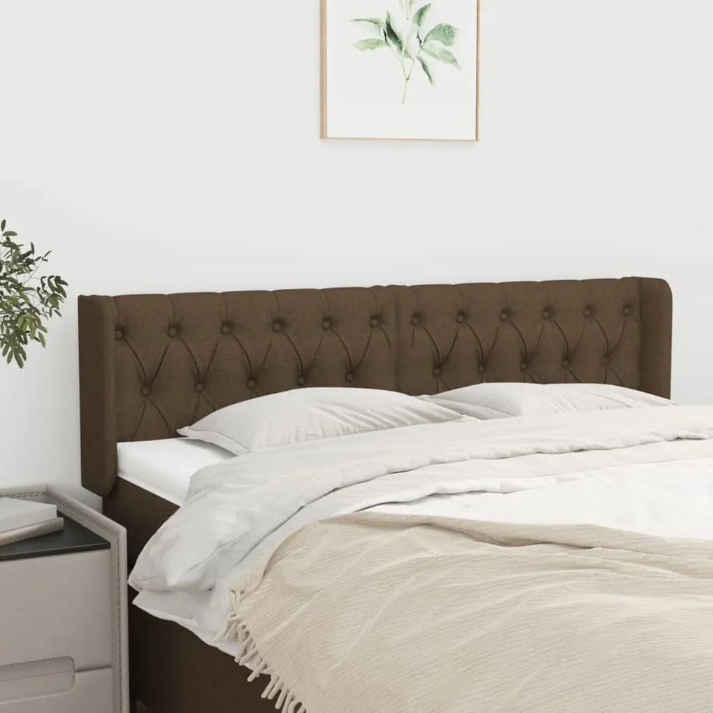 vidaXL Κεφαλάρι με Πτερύγια Σκούρο Καφέ 147x16x78/88 εκ. Υφασμάτινο