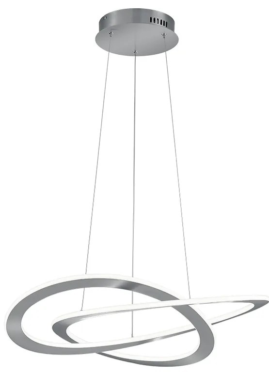 Φωτιστικό Κρεμαστό Nickel Mat 71xH150cm LED 52w 3000K 6200lm Led Switch Dimmer Trio Lighting Oakland 321710107