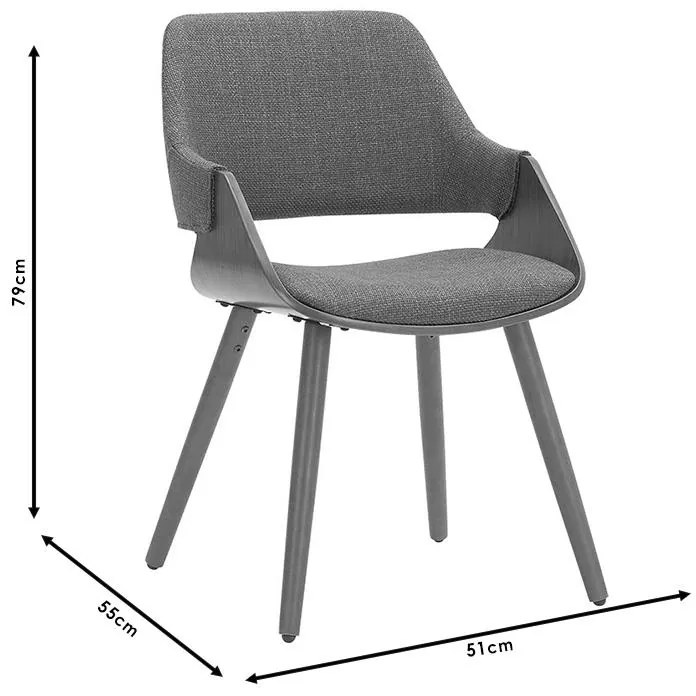 Πολυθρόνα Allegra ύφασμα γκρι-πόδι καρυδί 51x55x79 εκ.