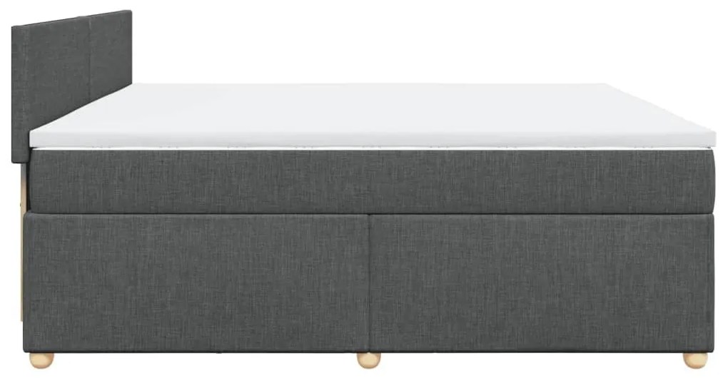 Κρεβάτι Boxspring με Στρώμα Σκούρο Γκρι 200x200 εκ. Υφασμάτινο - Γκρι