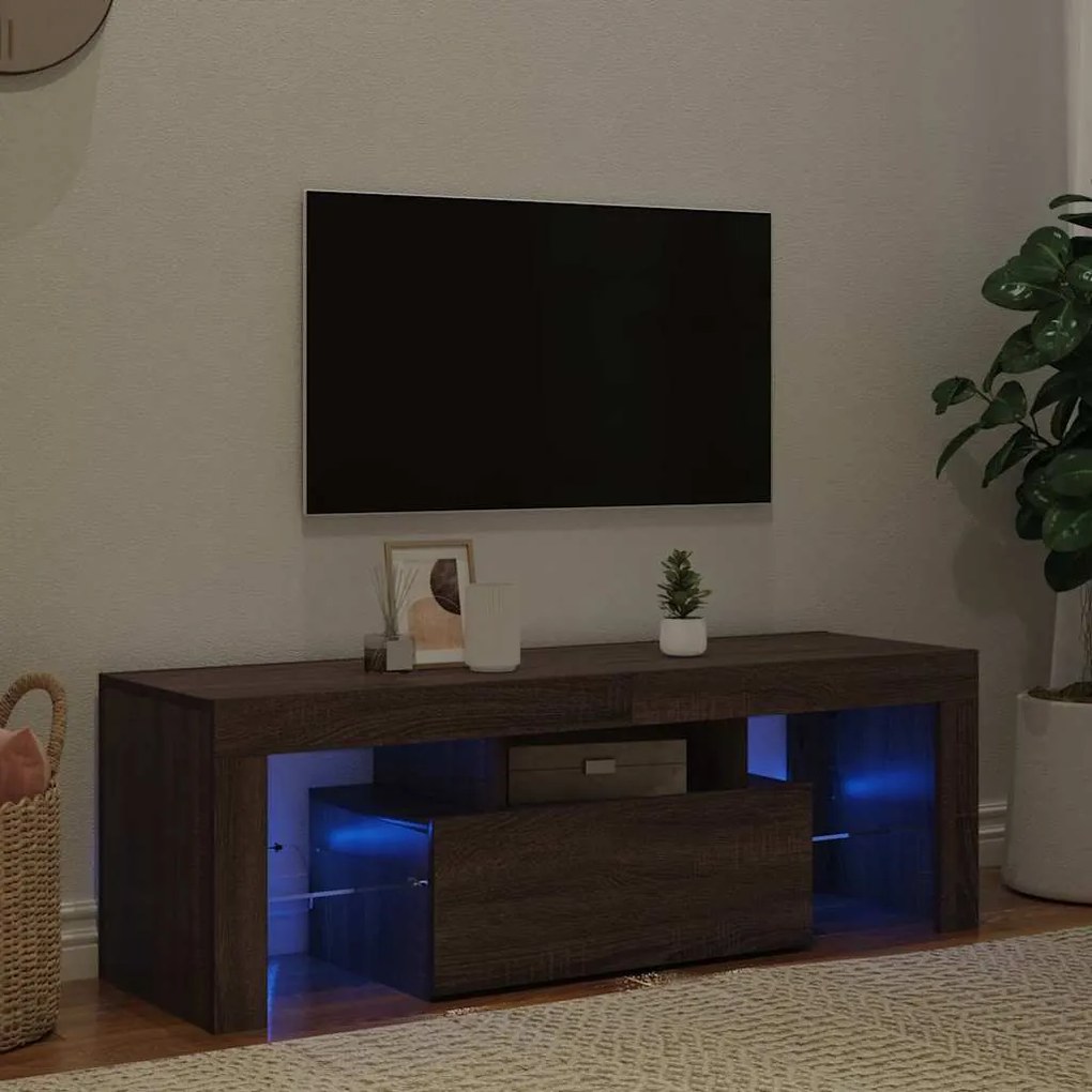 vidaXL Έπιπλο Τηλεόρασης με LED Καφέ Δρυς 120x35x40 εκ.