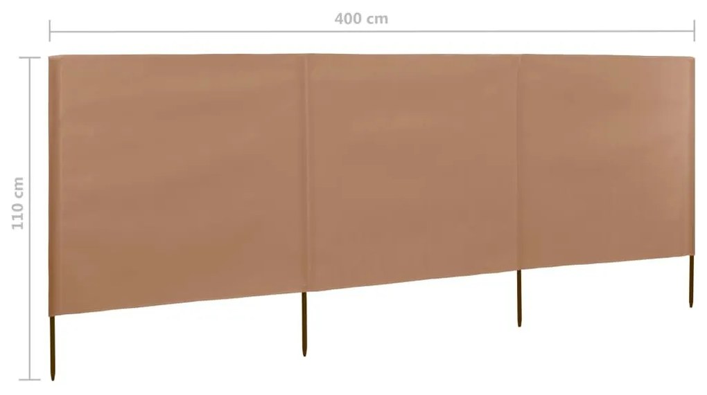 Προστατευτικό Αέρα με 3 Πάνελ Taupe 400 x 80 εκ. Υφασμάτινο - Μπεζ-Γκρι