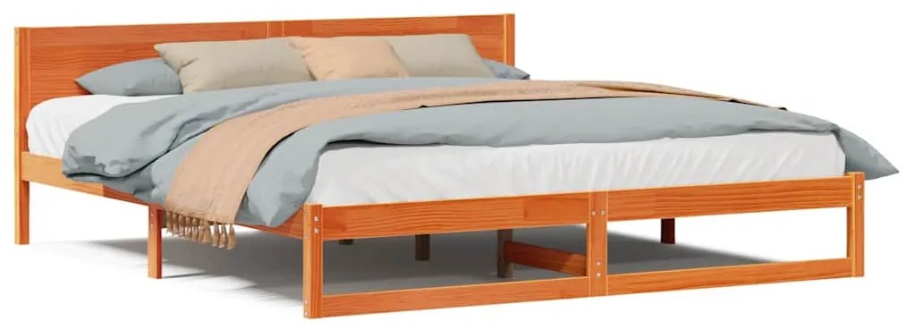 vidaXL Σκελετός Κρεβατιού Καφέ 180 x 200 cm Μασίφ ξύλο πεύκου
