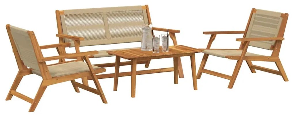 vidaXL Κήπου Καρέκλες με Τραπέζι 4 pcs Μπεζ 90 x 45 x 40 cm