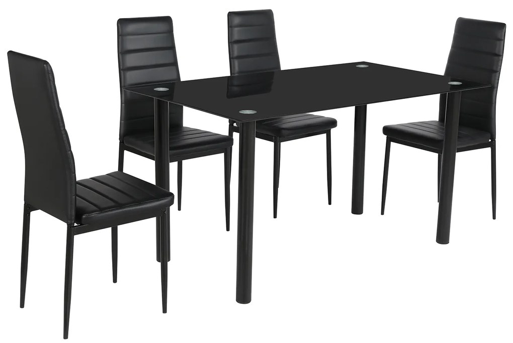 Σετ Τραπεζαρίας (4+1) ArteLibre TAGETES Μαύρο 120x70x75cm