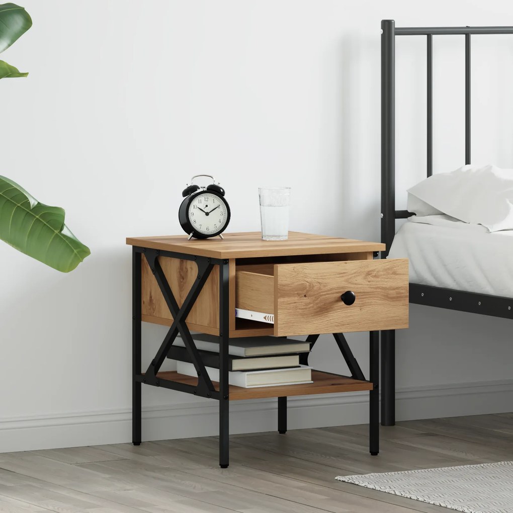 vidaXL Κομοδίνο μασίφ δρυός 40x42x45 εκ. επεξεργασμένου ξύλου