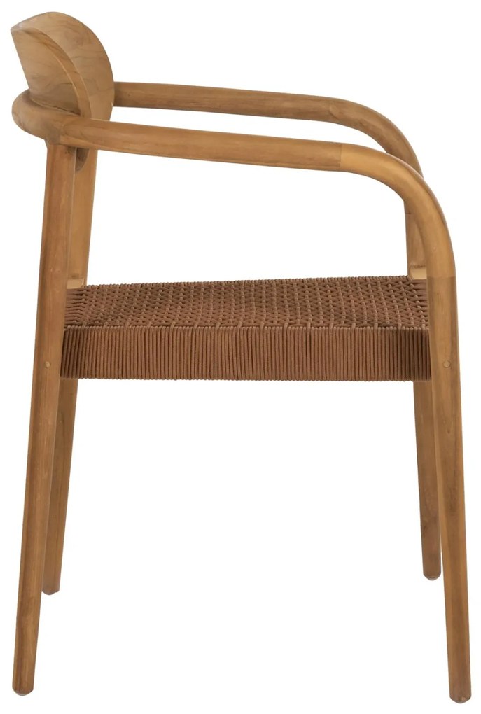 Πολυθρόνα OSLO Ξύλο Teak Φυσικό και Καφέ Σχοινί 55x54x80Yεκ. 55x54x80 εκ.