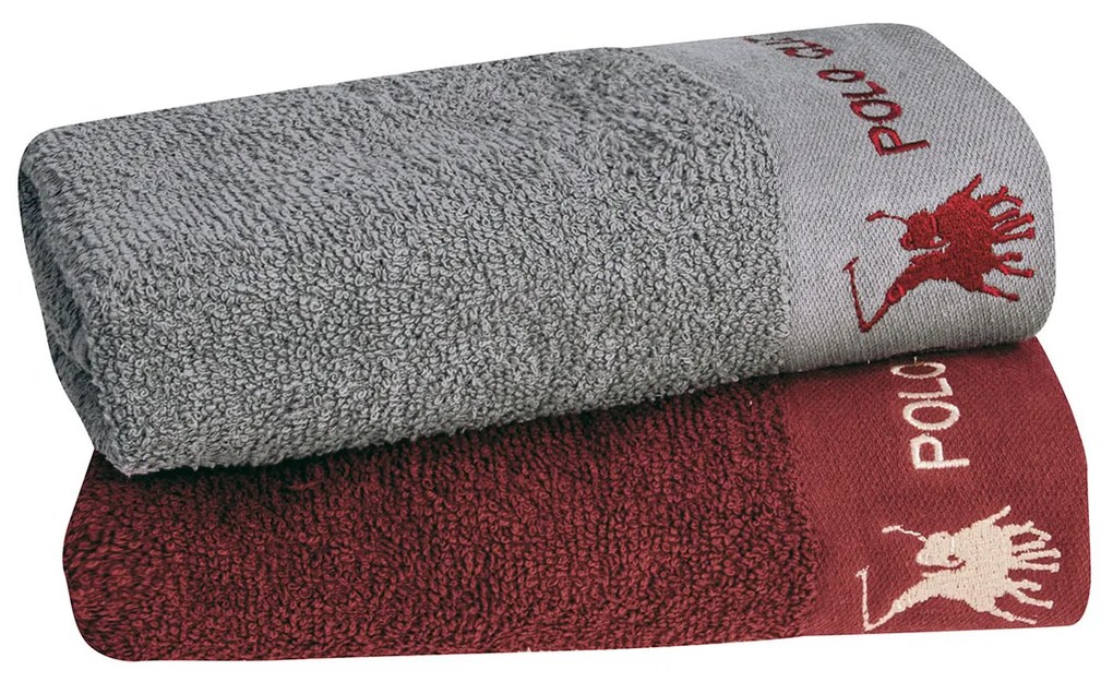 Πετσέτες Προσώπου (Σετ 2τμχ) Greenwich Polo Club 2662 Grey/Red 480gsm