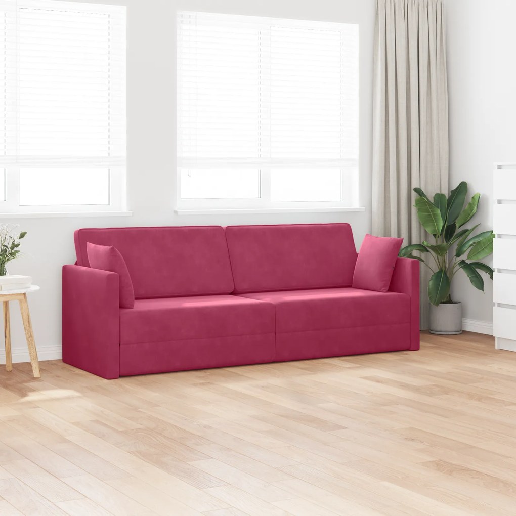 vidaXL Καναπές-κρεβάτι 2 σε 1 Κρασί κόκκινο 213x144x60 cm Βελούδο