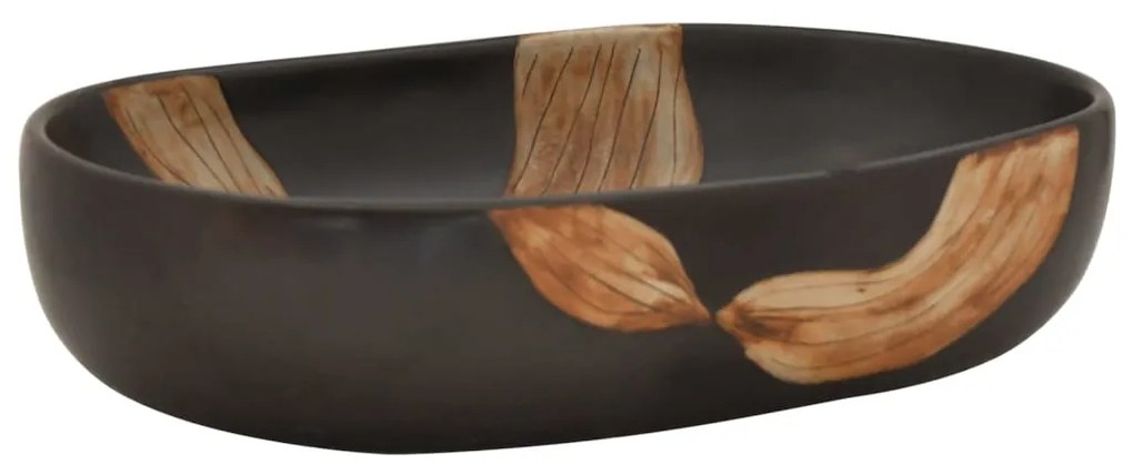 vidaXL Νιπτήρας Οβάλ Μαύρος 59x40x14 εκ. Κεραμικός